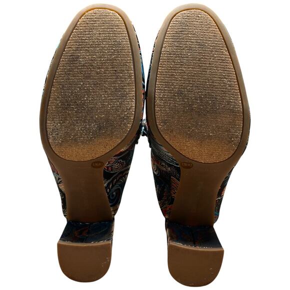 ENZO ANGIOLINI Gilian Women's 9.5 Brocade Floral Mules Black Print Fabric - Picture 13 of 16